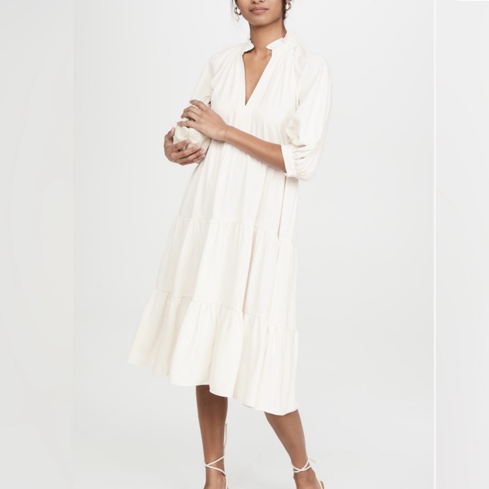 Amanda Uprichard Ivory Saffron Midi Dress
